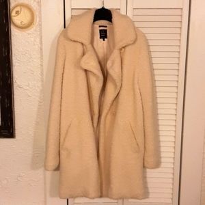 Cream white fleece peacoat